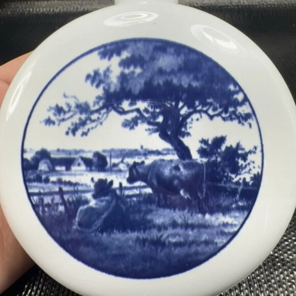 ROYAL COPENHAGEN Denmark Fajance Blue Porcelain Vase‎ Bottle Dansk Landskab Vase